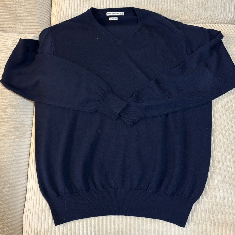PETER MILLAR 100% Merino Wool Solid Navy Sweater